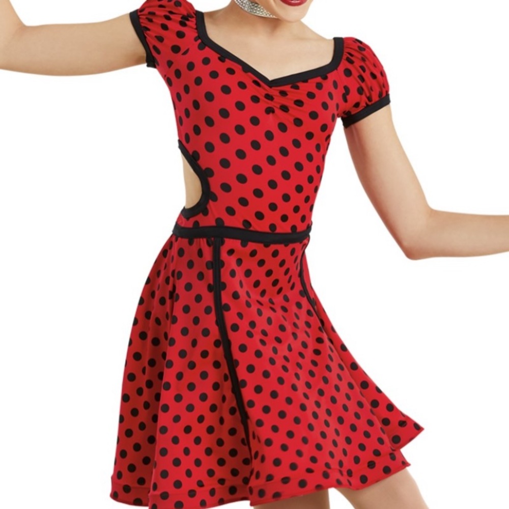 Weissman Red and Black Polka Dot Dance Costume